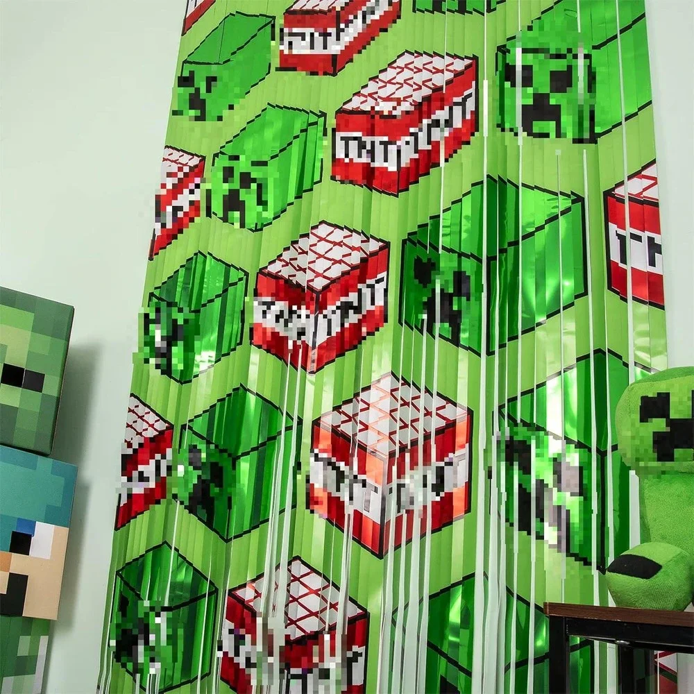 Bupelo Pixel‎ Game Themed Foil Fringe Curtains Birthday Party Decorations